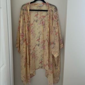 American Eagle Yellow Floral Wrap Kimono